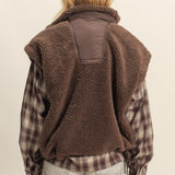 Cozy Sherpa Vest - Brown-vest- Hometown Style HTS, women's in store and online boutique located in Ingersoll, Ontario