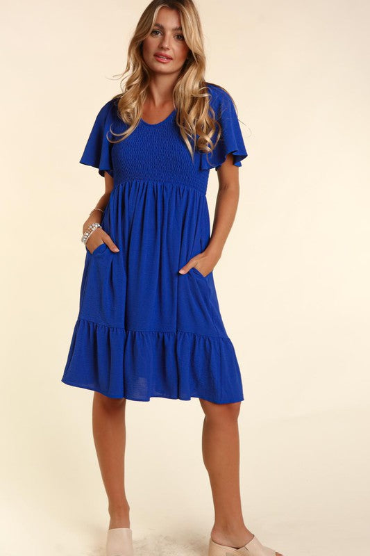 Fit and Flare Dress - Blue-Dress- Hometown Style HTS, women's in store and online boutique located in Ingersoll, Ontario