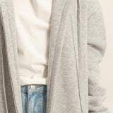 Longline Open Hooded Sweater - Grey