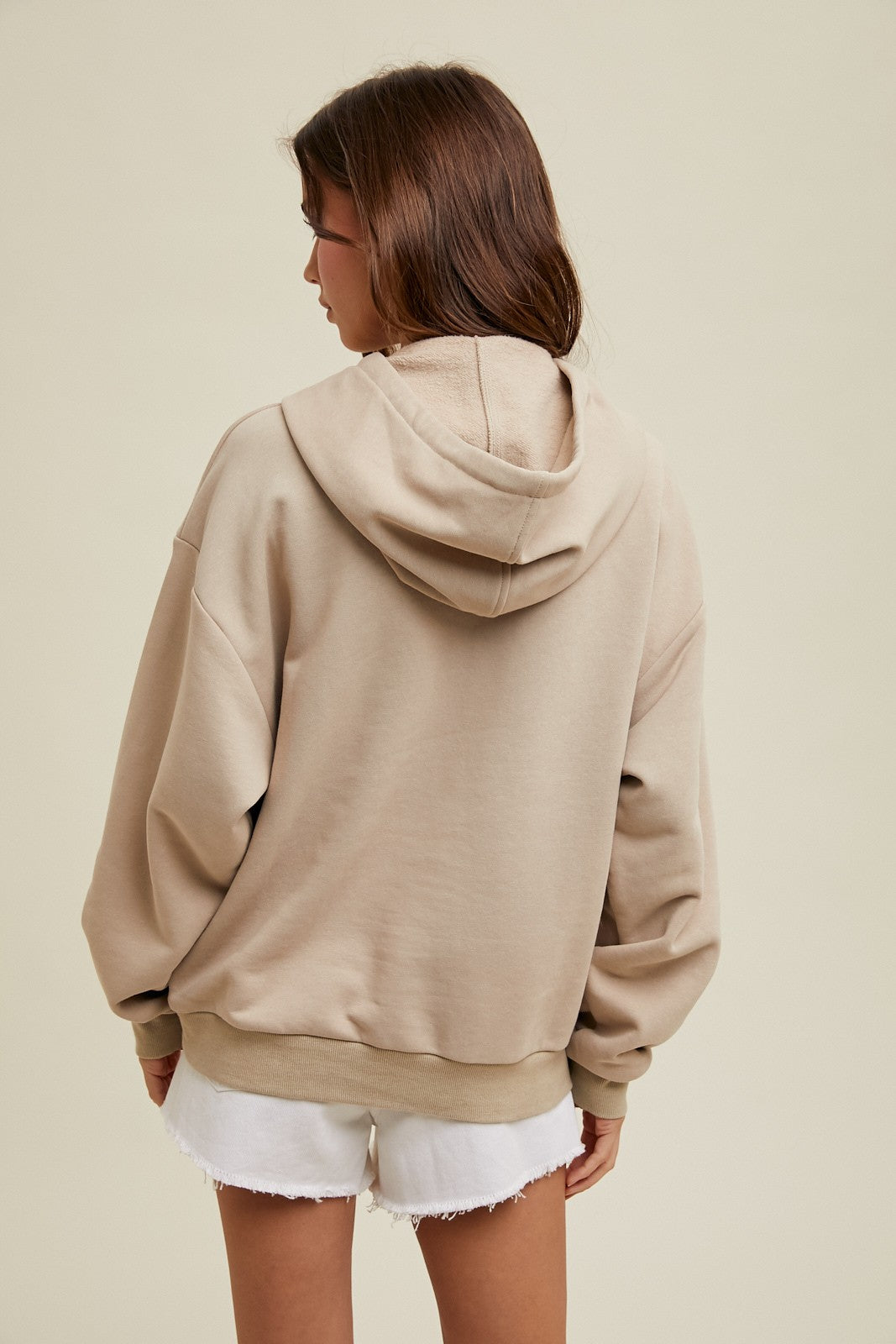 Cotton Hooded Sweatshirt - Taupe-sweater- Hometown Style HTS, women's in store and online boutique located in Ingersoll, Ontario