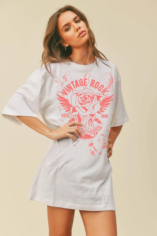 Vintage Rock Tee - White- Hometown Style HTS, women's in store and online boutique located in Ingersoll, Ontario