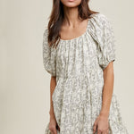 Floral Tiered Puff Sleeve Mini Dress-dress- Hometown Style HTS, women's in store and online boutique located in Ingersoll, Ontario