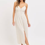 Feminine Linen Blend Midi Dress-dress- Hometown Style HTS, women's in store and online boutique located in Ingersoll, Ontario