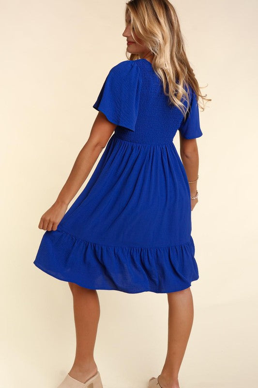 Fit and Flare Dress - Blue-Dress- Hometown Style HTS, women's in store and online boutique located in Ingersoll, Ontario