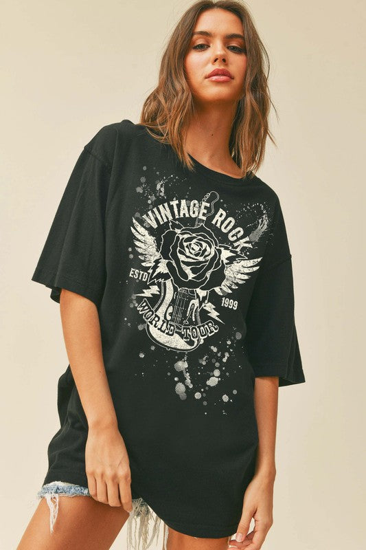 Vintage Rock Tee - Black- Hometown Style HTS, women's in store and online boutique located in Ingersoll, Ontario