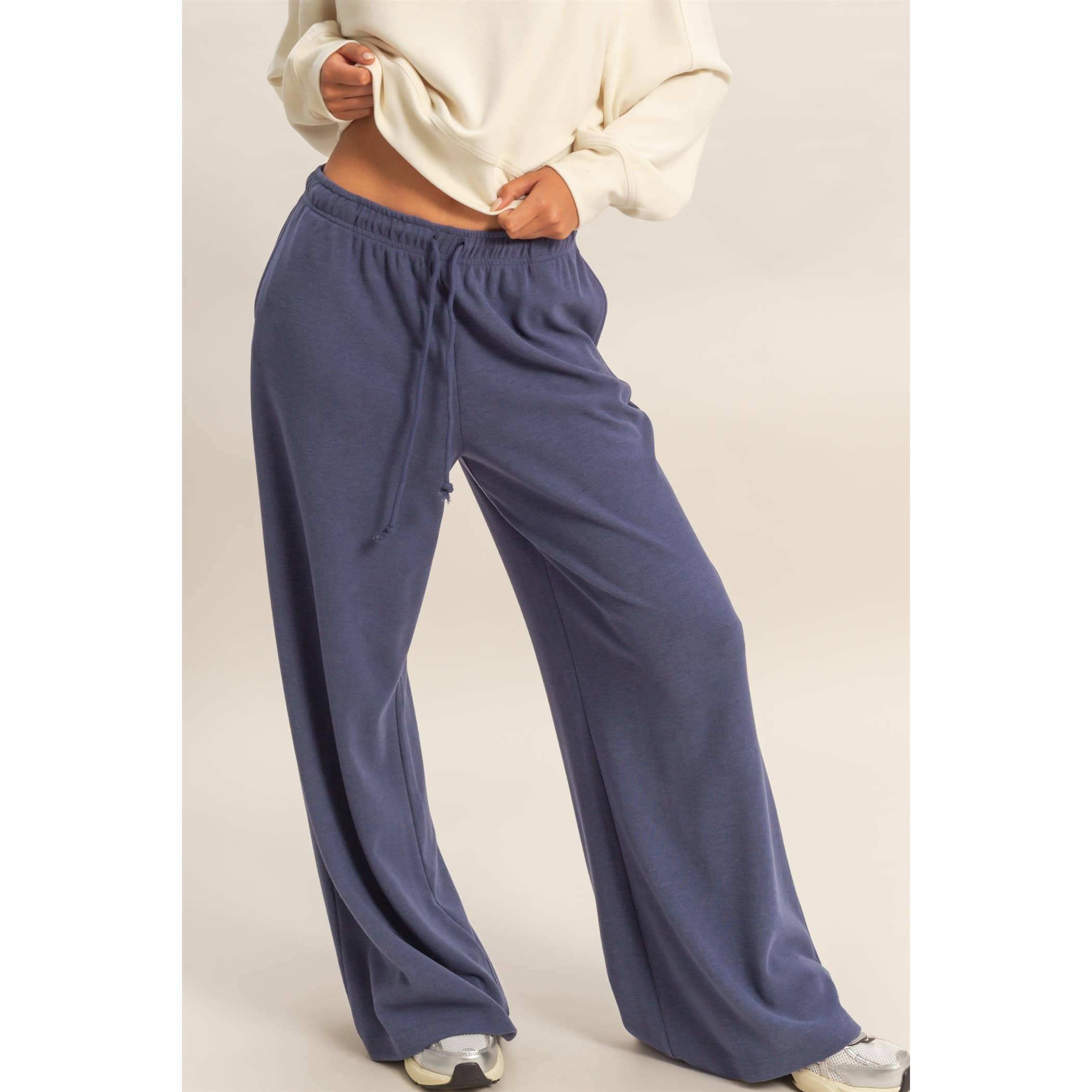 Wide Leg Jogger Pant - Indigo Blue-Pants- Hometown Style HTS, women's in store and online boutique located in Ingersoll, Ontario