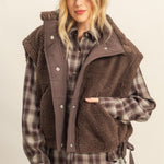 Cozy Sherpa Vest - Brown-vest- Hometown Style HTS, women's in store and online boutique located in Ingersoll, Ontario