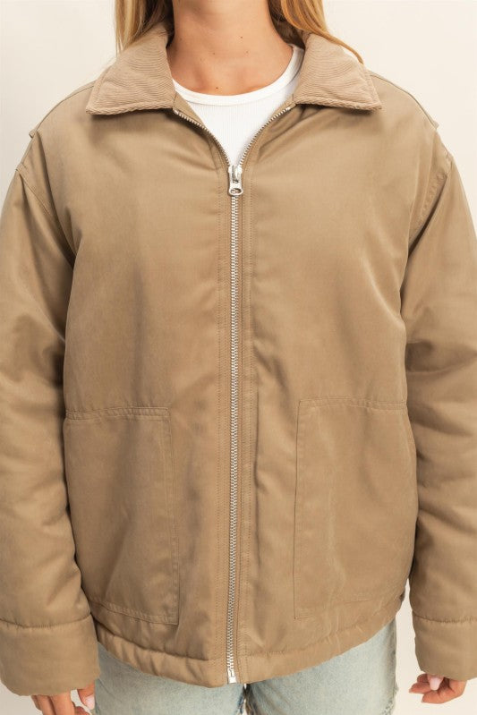 Puffer Barn Jacket - Olive-Coat & Jackets- Hometown Style HTS, women's in store and online boutique located in Ingersoll, Ontario