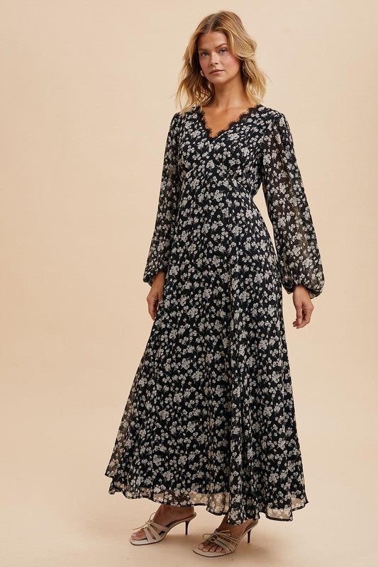 Floral Lace Maxi Dress - Black-dress- Hometown Style HTS, women's in store and online boutique located in Ingersoll, Ontario