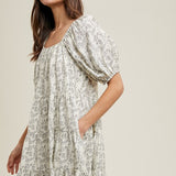 Floral Tiered Puff Sleeve Mini Dress-dress- Hometown Style HTS, women's in store and online boutique located in Ingersoll, Ontario