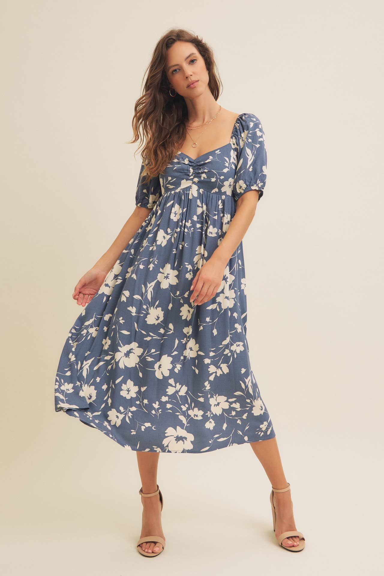 Sweetheart Neckline, Midi Dress - Vintage Denim-dress- Hometown Style HTS, women's in store and online boutique located in Ingersoll, Ontario