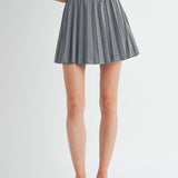 Pleated Mini Skirt - Grey-skirt- Hometown Style HTS, women's in store and online boutique located in Ingersoll, Ontario