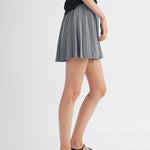 Pleated Mini Skirt - Grey-skirt- Hometown Style HTS, women's in store and online boutique located in Ingersoll, Ontario