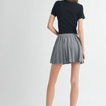 Pleated Mini Skirt - Grey-skirt- Hometown Style HTS, women's in store and online boutique located in Ingersoll, Ontario