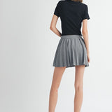 Pleated Mini Skirt - Grey-skirt- Hometown Style HTS, women's in store and online boutique located in Ingersoll, Ontario