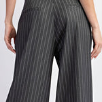 Pinstripe Straight Leg Pants - Grey-dress pants- Hometown Style HTS, women's in store and online boutique located in Ingersoll, Ontario