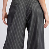 Pinstripe Straight Leg Pants - Grey-dress pants- Hometown Style HTS, women's in store and online boutique located in Ingersoll, Ontario