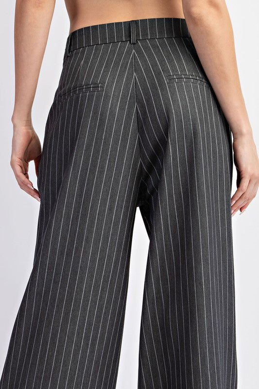 Pinstripe Straight Leg Pants - Grey-dress pants- Hometown Style HTS, women's in store and online boutique located in Ingersoll, Ontario