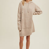 Brushed Hooded Sweater Mini Dress - Taupe-Dress- Hometown Style HTS, women's in store and online boutique located in Ingersoll, Ontario