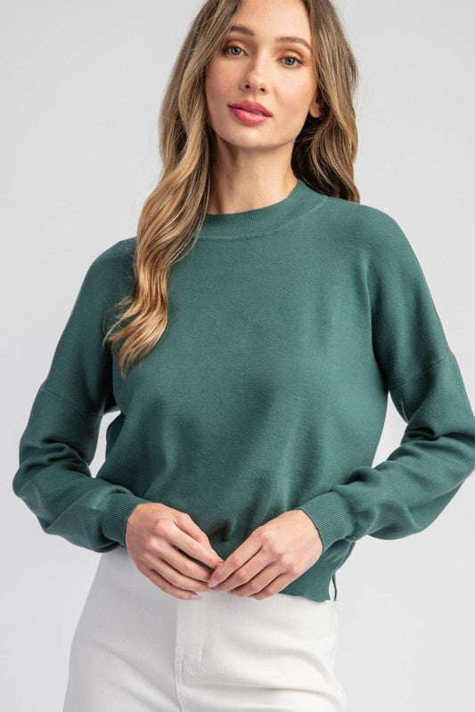 Solid Mock Neck Sweater - Hunter Green-Sweater- Hometown Style HTS, women's in store and online boutique located in Ingersoll, Ontario