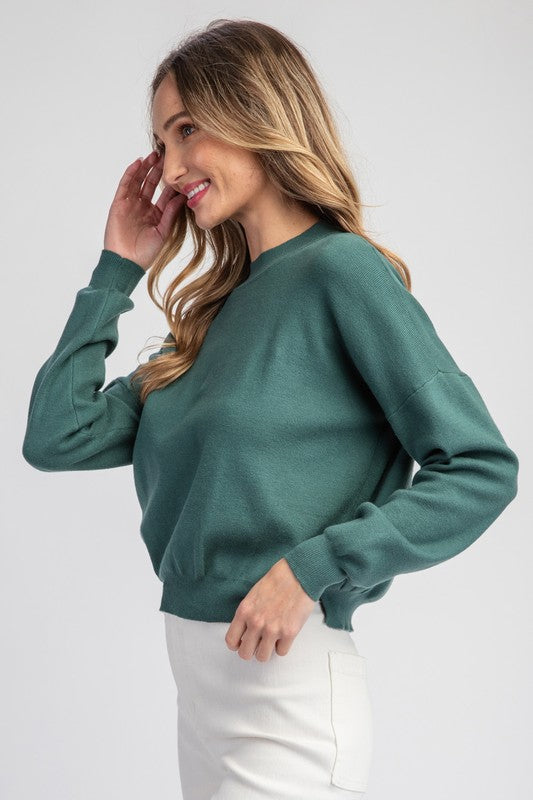 Solid Mock Neck Sweater - Hunter Green-Sweater- Hometown Style HTS, women's in store and online boutique located in Ingersoll, Ontario