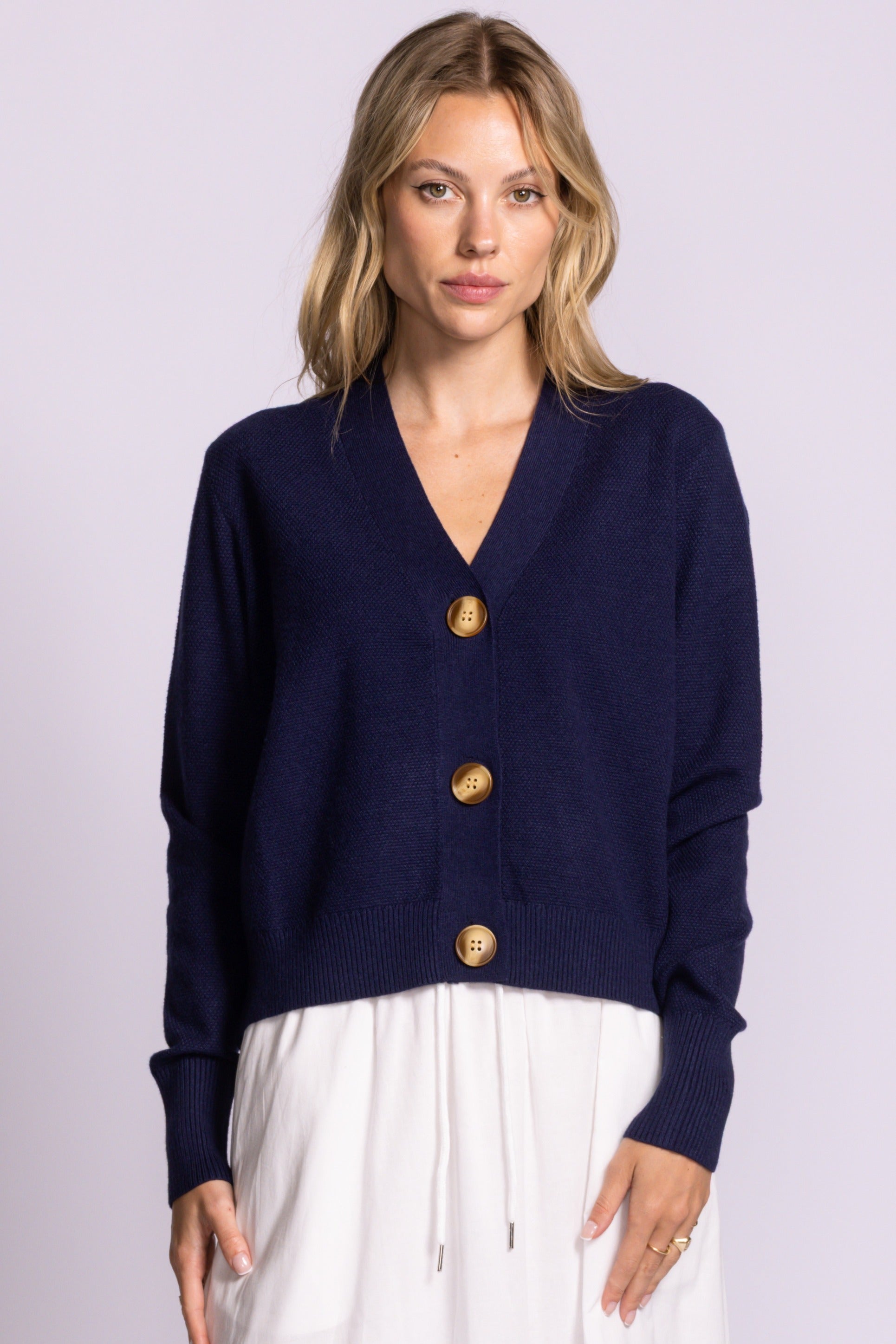 Hampton Cardi - Navy-Sweaters and Cardigans- Hometown Style HTS, women's in store and online boutique located in Ingersoll, Ontario