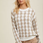 Houndstooth Sweater - Ivory-sweater- Hometown Style HTS, women's in store and online boutique located in Ingersoll, Ontario