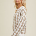 Houndstooth Sweater - Ivory-sweater- Hometown Style HTS, women's in store and online boutique located in Ingersoll, Ontario