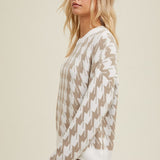 Houndstooth Sweater - Ivory-sweater- Hometown Style HTS, women's in store and online boutique located in Ingersoll, Ontario