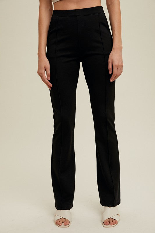 Seam Detail Knit Pants - Black-Pants- Hometown Style HTS, women's in store and online boutique located in Ingersoll, Ontario