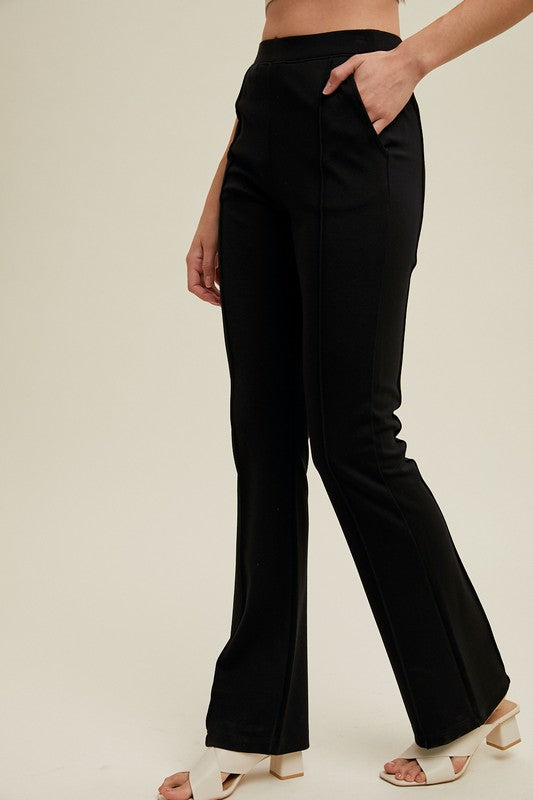 Seam Detail Knit Pants - Black-Pants- Hometown Style HTS, women's in store and online boutique located in Ingersoll, Ontario