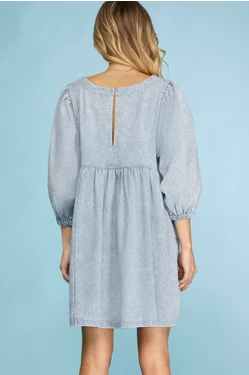 Twill Babydoll Dress - Light Blue-Dresses- Hometown Style HTS, women's in store and online boutique located in Ingersoll, Ontario