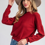 Solid Mock Neck Sweater - Merlot-Sweater- Hometown Style HTS, women's in store and online boutique located in Ingersoll, Ontario