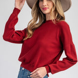 Solid Mock Neck Sweater - Merlot-Sweater- Hometown Style HTS, women's in store and online boutique located in Ingersoll, Ontario