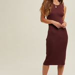 Ribbed Knit Sweater Midi Dress - Merlot-Dresses- Hometown Style HTS, women's in store and online boutique located in Ingersoll, Ontario