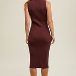 Ribbed Knit Sweater Midi Dress - Merlot-Dresses- Hometown Style HTS, women's in store and online boutique located in Ingersoll, Ontario