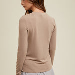 Basic Fitted Knit Top - Mocha-tee- Hometown Style HTS, women's in store and online boutique located in Ingersoll, Ontario