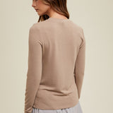 Basic Fitted Knit Top - Mocha-tee- Hometown Style HTS, women's in store and online boutique located in Ingersoll, Ontario