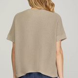 Short Sleeve Sweater Top - Mocha-Tops- Hometown Style HTS, women's in store and online boutique located in Ingersoll, Ontario