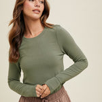 Basic Fitted Knit Top - Olive-tee- Hometown Style HTS, women's in store and online boutique located in Ingersoll, Ontario