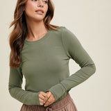 Basic Fitted Knit Top - Olive-tee- Hometown Style HTS, women's in store and online boutique located in Ingersoll, Ontario