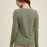 Basic Fitted Knit Top - Olive-tee- Hometown Style HTS, women's in store and online boutique located in Ingersoll, Ontario