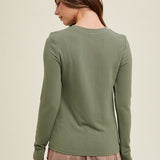 Basic Fitted Knit Top - Olive-tee- Hometown Style HTS, women's in store and online boutique located in Ingersoll, Ontario