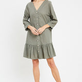 Button Down Dress - Olive-dress- Hometown Style HTS, women's in store and online boutique located in Ingersoll, Ontario