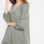 Button Down Dress - Olive-dress- Hometown Style HTS, women's in store and online boutique located in Ingersoll, Ontario