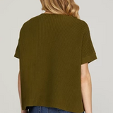 Short Sleeve Sweater Top - Olive-Tops- Hometown Style HTS, women's in store and online boutique located in Ingersoll, Ontario