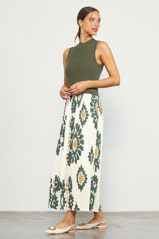 Sleeveless Pleated Maxi Dress - Olive-Dress- Hometown Style HTS, women's in store and online boutique located in Ingersoll, Ontario