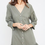 Button Down Dress - Olive-dress- Hometown Style HTS, women's in store and online boutique located in Ingersoll, Ontario