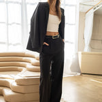 Wide Leg Slacks - Black-Pants- Hometown Style HTS, women's in store and online boutique located in Ingersoll, Ontario