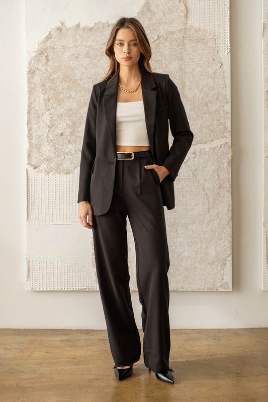 Wide Leg Slacks - Black-Pants- Hometown Style HTS, women's in store and online boutique located in Ingersoll, Ontario